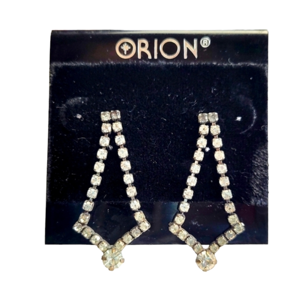 Orion Rinestone Dangle Pierced Post Earrings 1.5